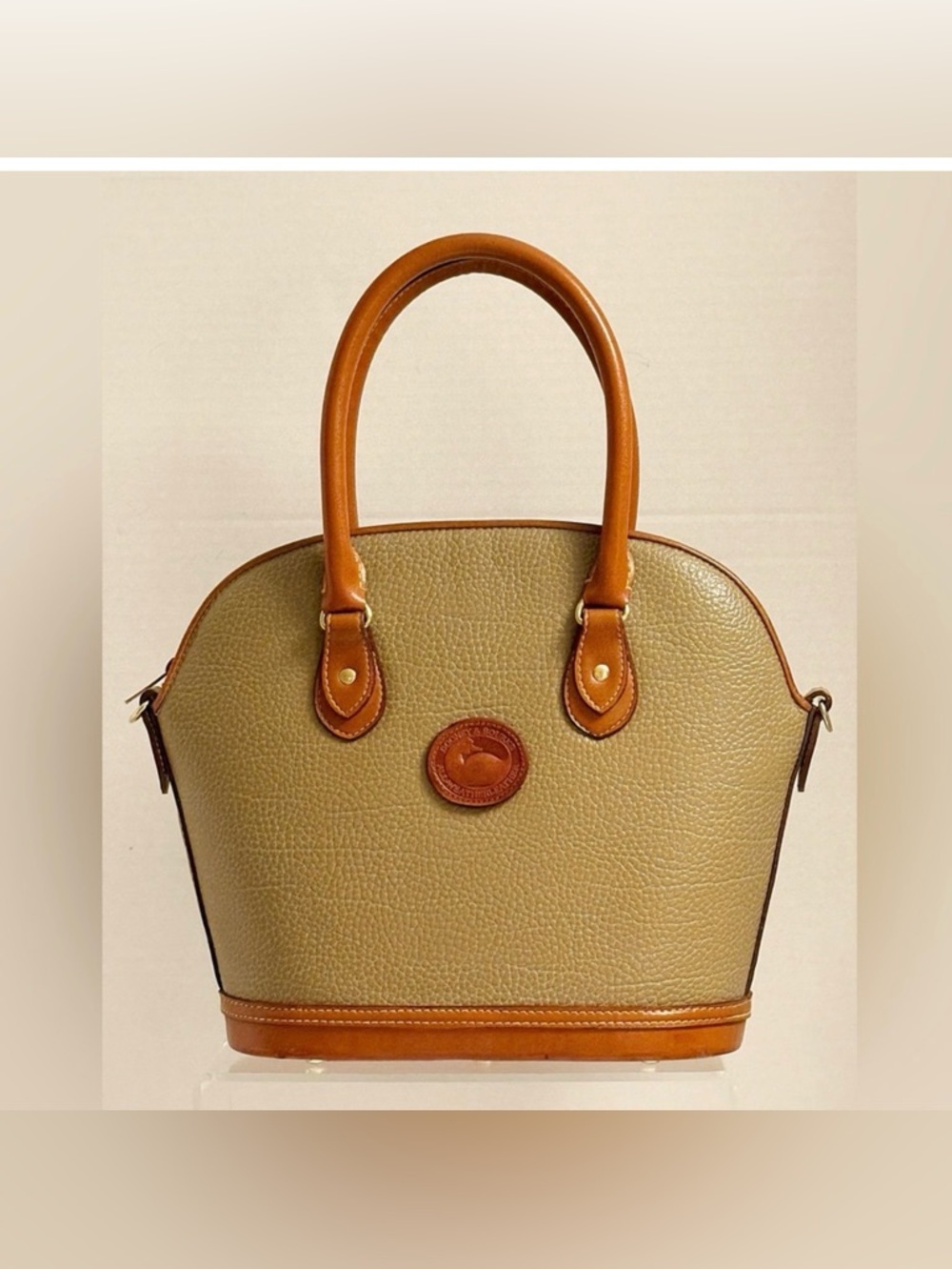Vintage Dooney & Bourke Norfolk Satchel – Ivory & Brown Leather
